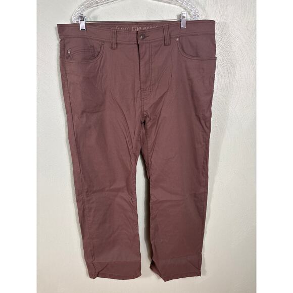 Prana Men's Pants Size 40x30 Mid-Rise Slim Fit Hiking Performance Brown - Picture 1 of 10